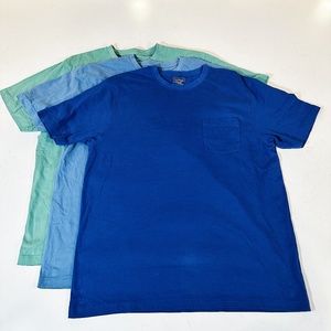 3 pack lot - L.L. Bean Men Crew T-Shirt Pocket Reg Traditional Fit - Size Large